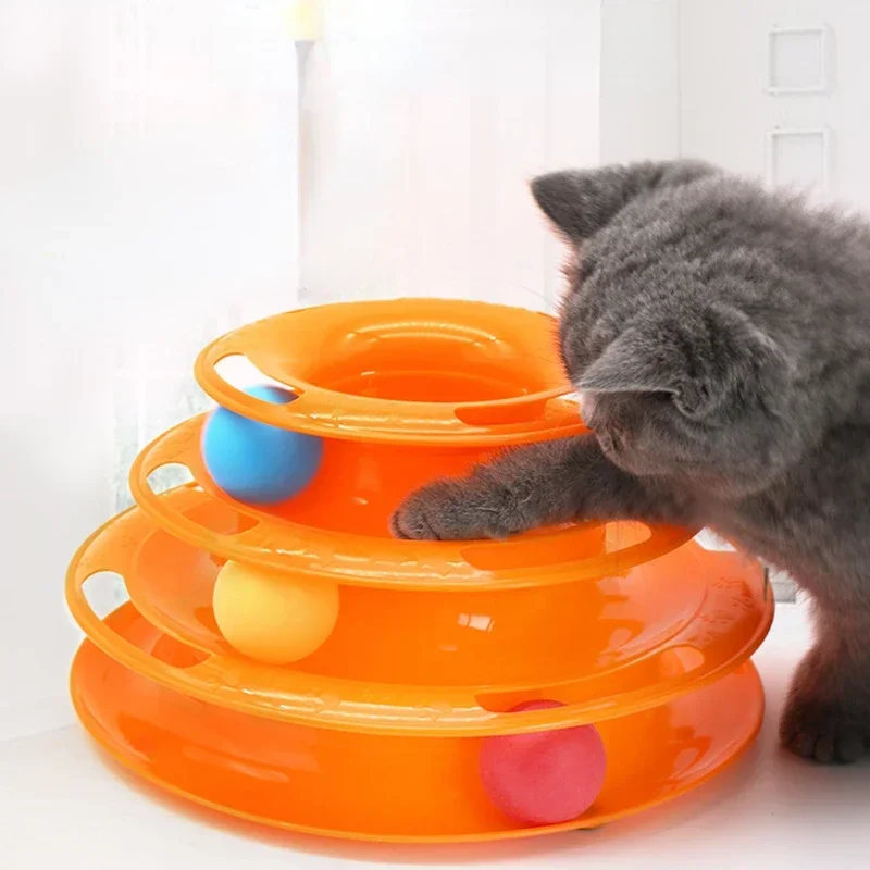 3/4 Levels Cats Toy Tower Tracks Cat Toys Interactive Cat Intelligence Training Amusement Plate Tower Pet Products Cat Tunnel