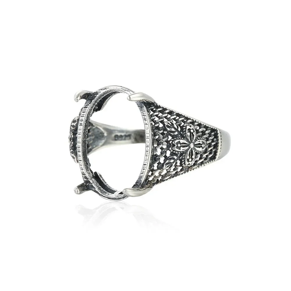 

Ring Setting for 12x15mm Oval Cabochons Antique Style Ring Blank Thai Sterling Silver Adjustable Ring Base SR0133