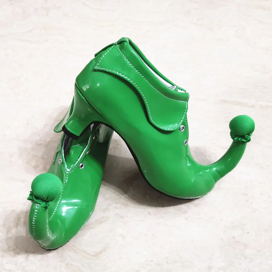 Customized Upturned High Heel Clown Shoes For Girls Women Funny Circus Club Party Boots Green Red Halloween Joker Dress Up