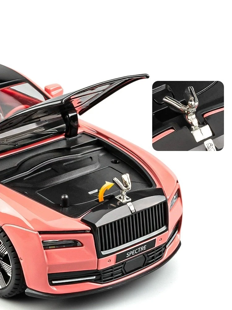 New 1:24 Rolls-Royces Spectre Alloy Die Cast Toy Car Model Sound and Light Pull Back Children\'s Toy Collectibles Birthday Gift