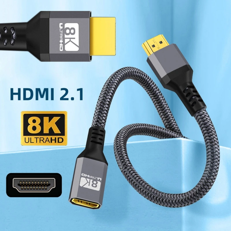 Zihan HDTV 2.1 Ultra HD 8kUHD Male to Female Extension Cable 48Gbs with Audio 3D HDTV Card