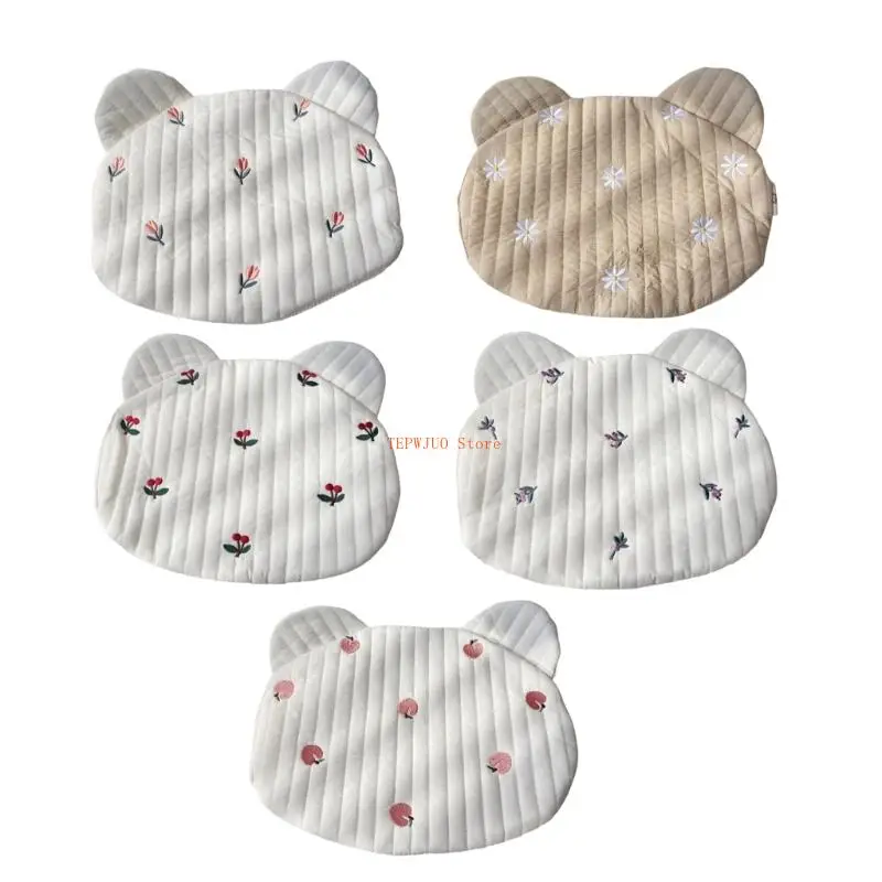 

U50F Flower Charm Embroidered Pillow for Toddler Breathable Cotton Headrest Pad
