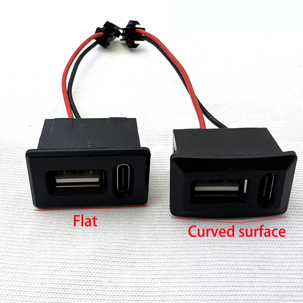 USB-Buchse und Typ-C-Doppelschicht-Buchse USB-A-Buchse Lampenladebuchse Stromanschluss mit Kabel Schwarz-Weiß-SteckerUS – Detail 6
