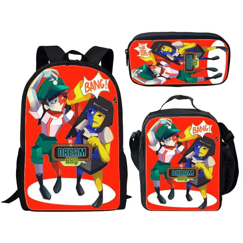 高級人気面白い-ena-ドリームバーベキュー-3d-プリント-3-ピース-セット生徒スクールバッグラップトップデイパックバックパッククロスボディランチバッグ鉛筆ケース