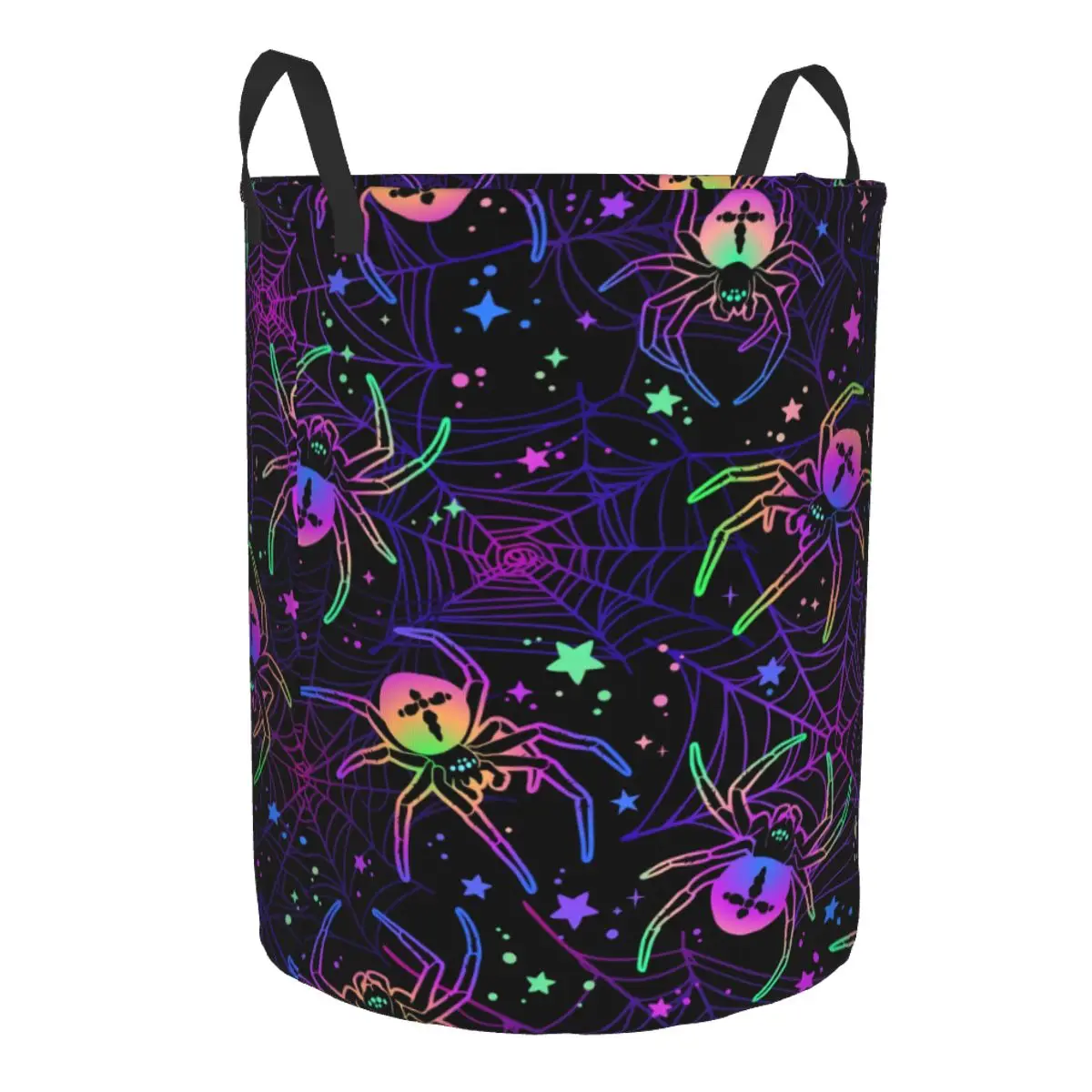 Custom Halloween Trippy Spider Star Laundry Basket Collapsible Clothes Hamper for Baby Kids Toys Storage Bin