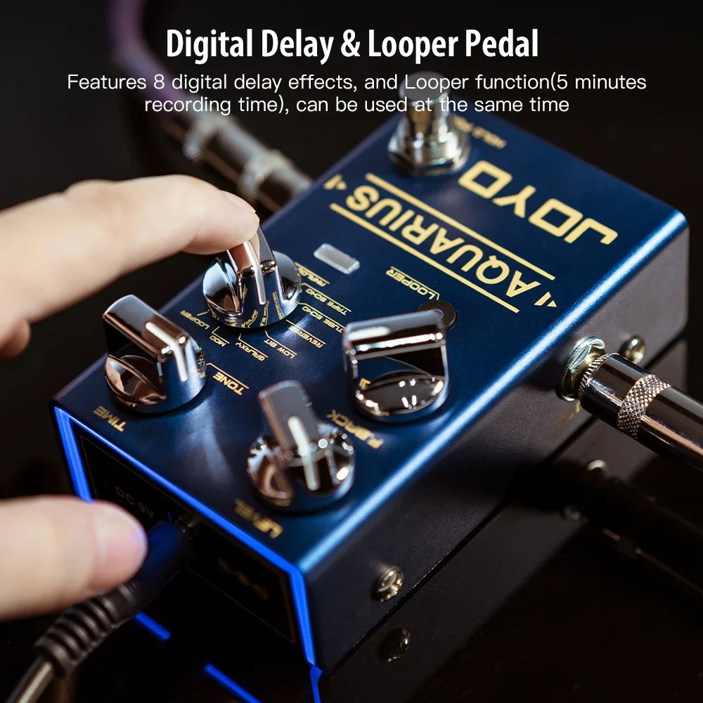 JOYO R-07 Aquarius Delay & Looper Pedal Built-in 8 Digital Delay Effects and 5 Minutes Playback/Dub/Stop/Delete Looper Function