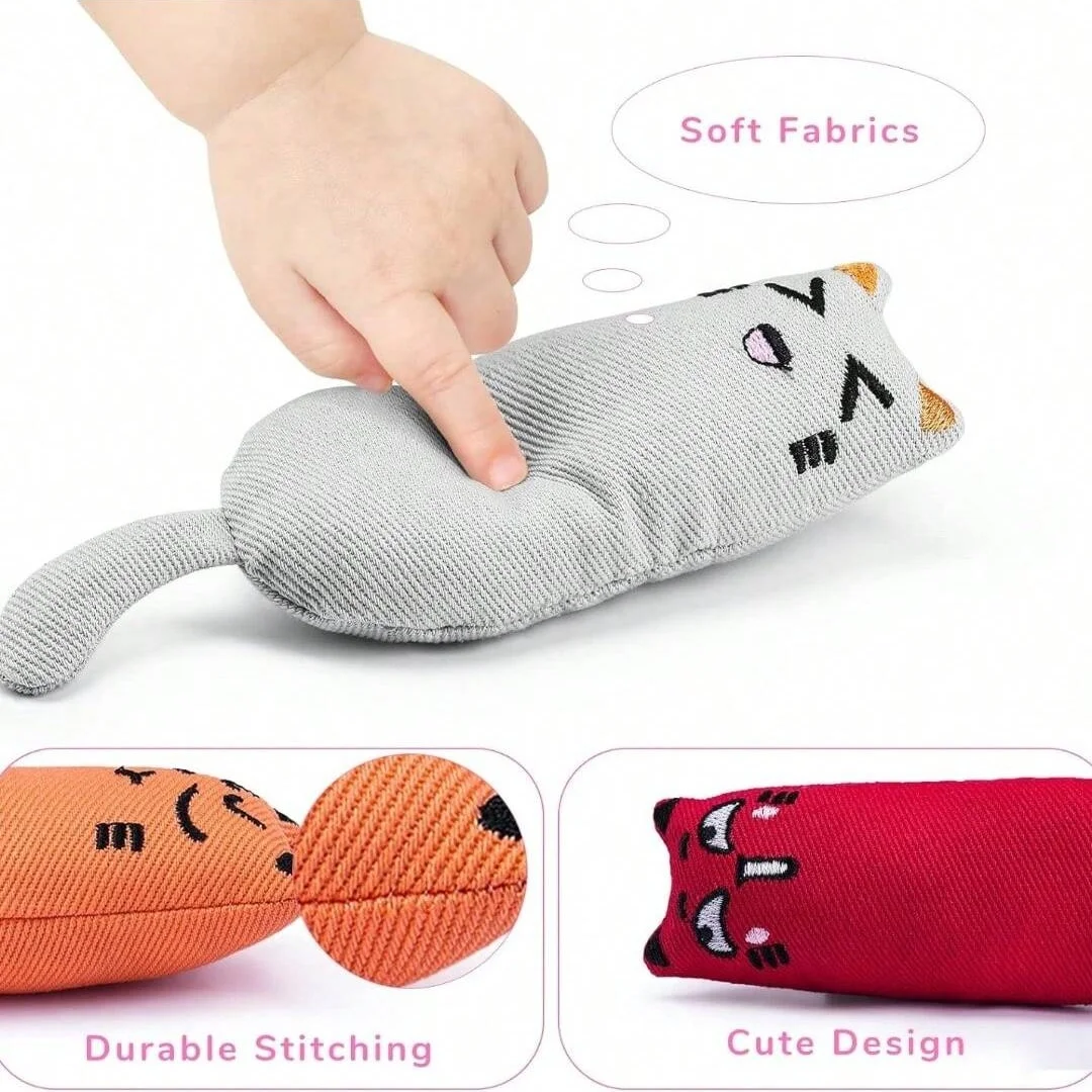 Bite Resistant Catnip Toy for Cats,Catnip Filled Cartoon Mice Cat Teething Chew Toy