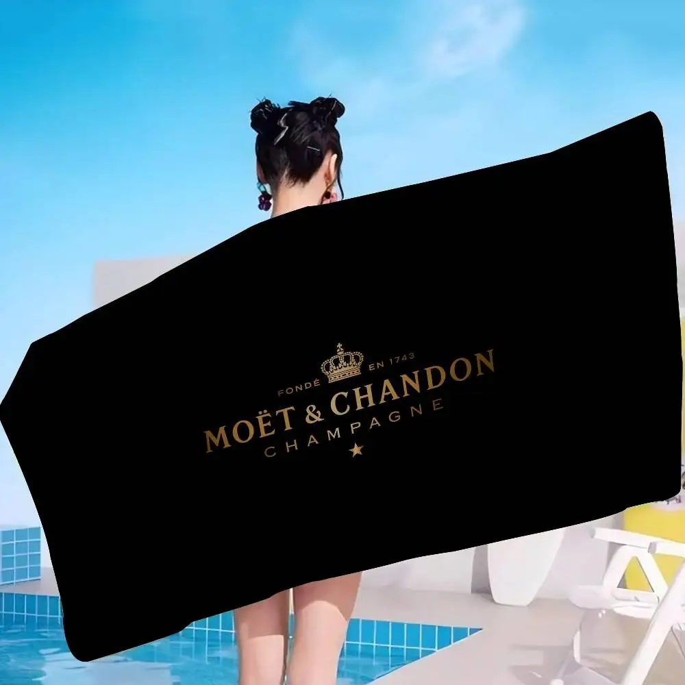 Marca M-Moet C-Chandon Cobertor de microfibra de secagem rápida, toalhas de praia com estampa grande, super absorvente, cobertor para piscina