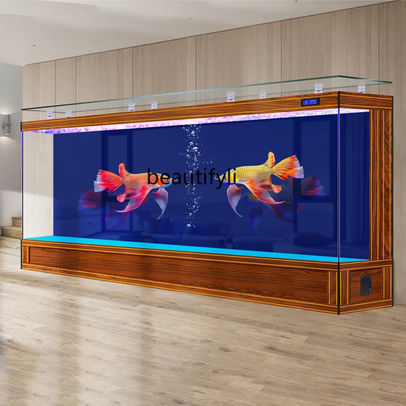 

New vertical fish tank living room household floor glass tank medium and large all-in-one aquarium