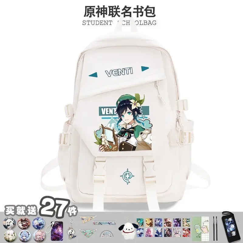 Anime Mandrill Genshin Impact Zhongli Merchandise Maple Leaf Wanye Bag For Boys And Girls High School Students High-V