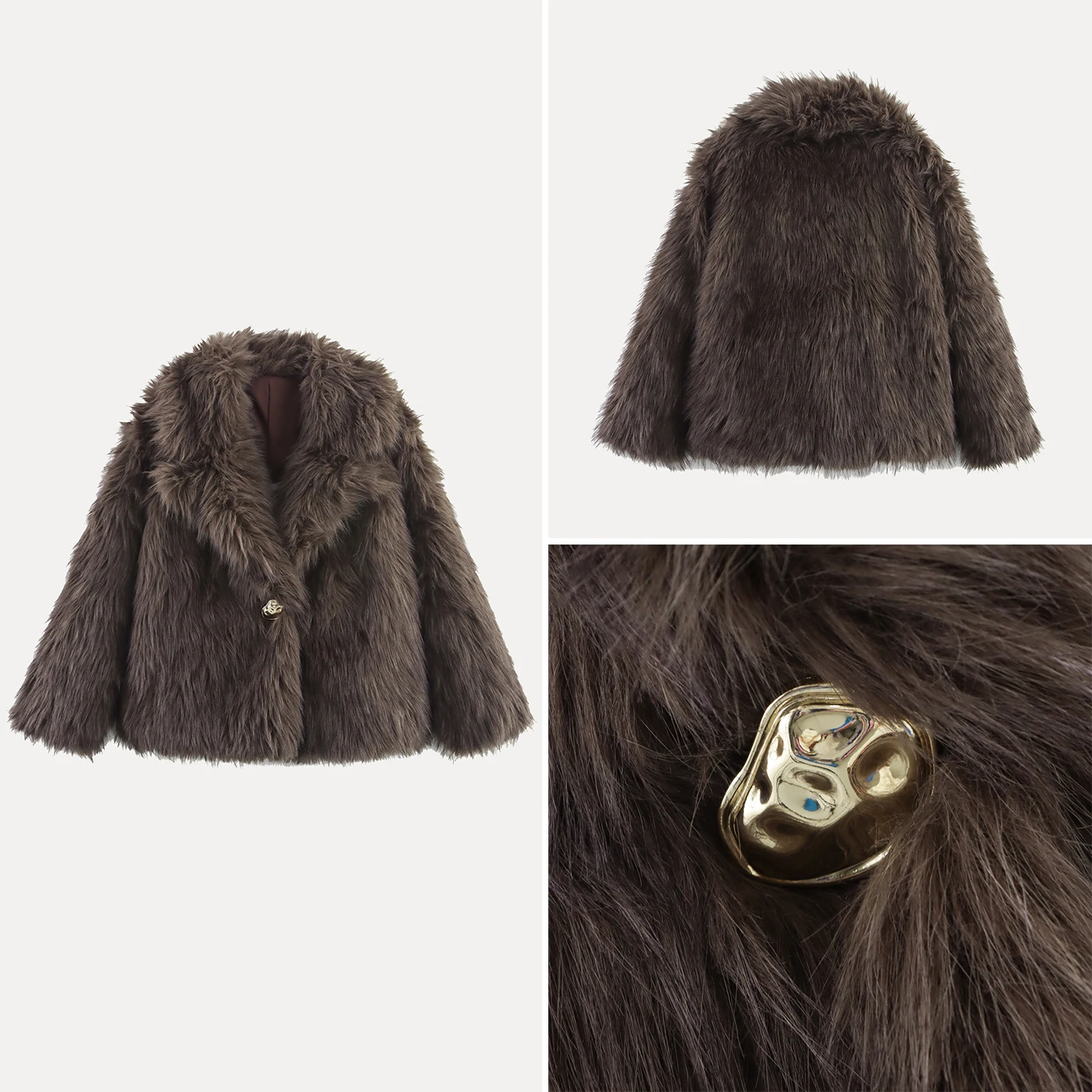 เสื้อโค้ทขนเฟอร์เทียมแฟชั่นผู้หญิงสไตล์ยุโรป รุ่นใหม่ประจำฤดูใบไม้ร่วงปี 2025  ทรงเข้ารูป สวมใส่ได้หลากหลายโอกาสในชีวิตประจำวัน