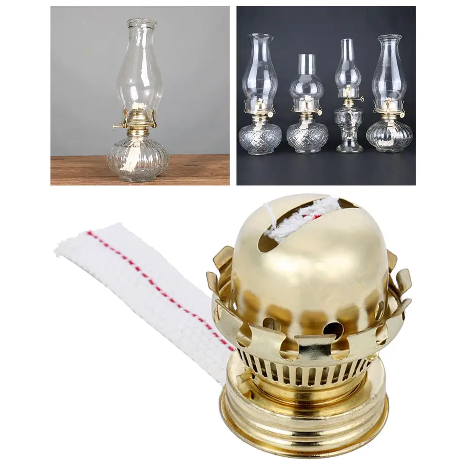 Pieza de lámpara de aceite de queroseno, quemador de lámpara de aceite Vintage, reemplazo de lámpara de aceite para linterna de aceite de vidrio transparente, lámparas de aceite de escritorio