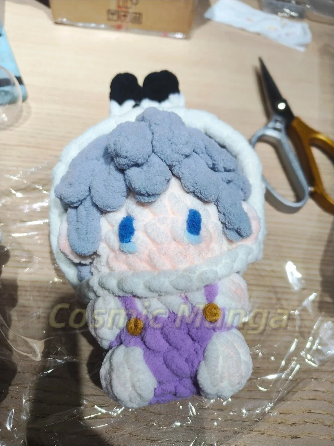 Xavier Love and Deepspace Cosplay Cute Handmade Crocheting Stuffed Animal Keychain Puppet Q Version Keyring Halloween Gift - view 5