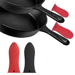 Silicone Handle Cover Honeycomb Hot Handle Holder Potholder For Cast Iron Skillets Pans Grip Sleeve Cover Pots Pans Handle Part