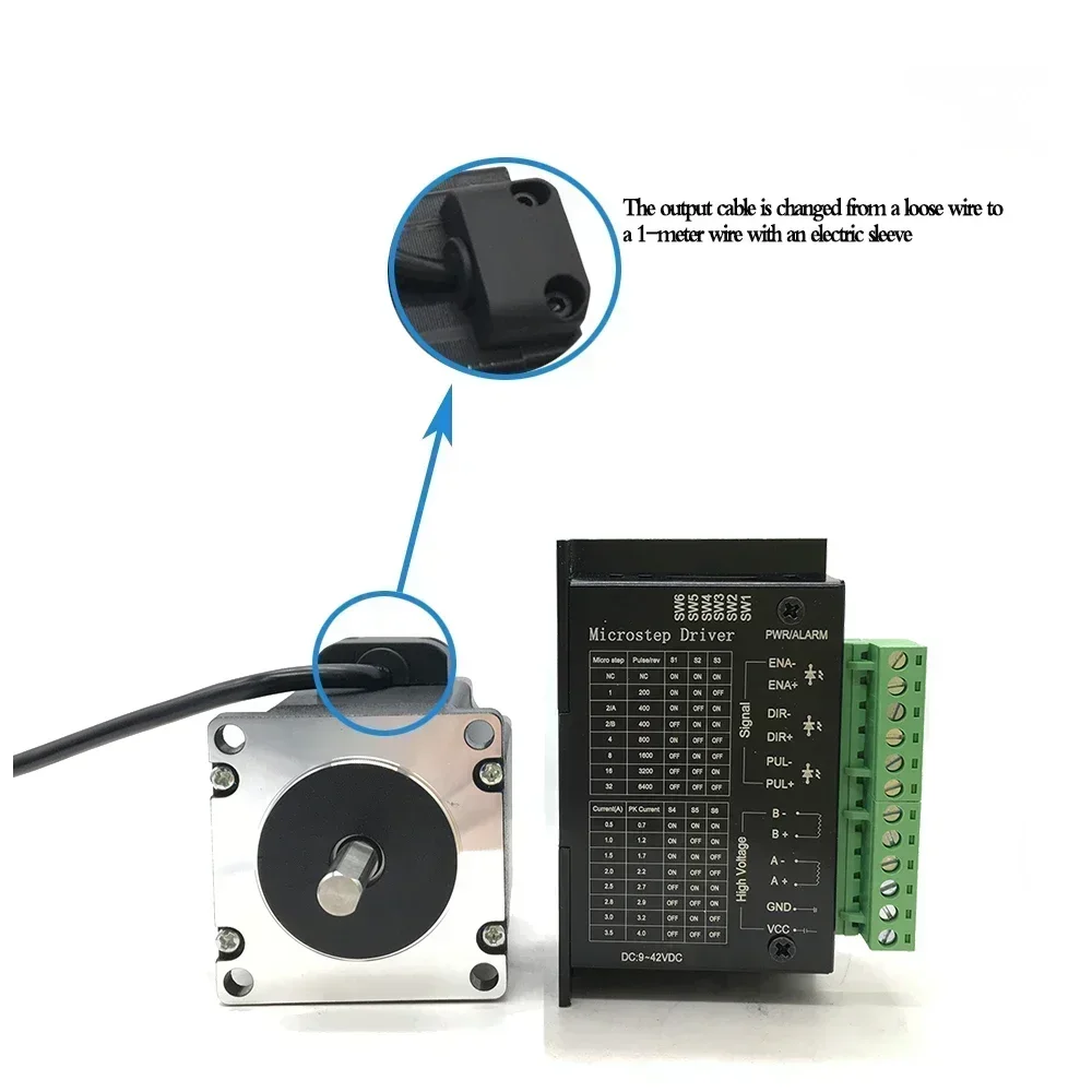 Nema 23 Stepper Moto TB6600 Driver 350W Kit di alimentazione 1.2/2/3Nm Motore passo-passo ad albero singolo 8mm per macchina per incidere CNC
