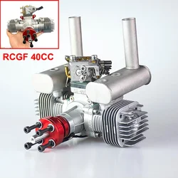 RCGF 40CC T Twin Cylinder Gasoline Engine Two Stroke with Muffler/Ignition/Spark Plug for RC Model Airplane Fuel Engine Toys