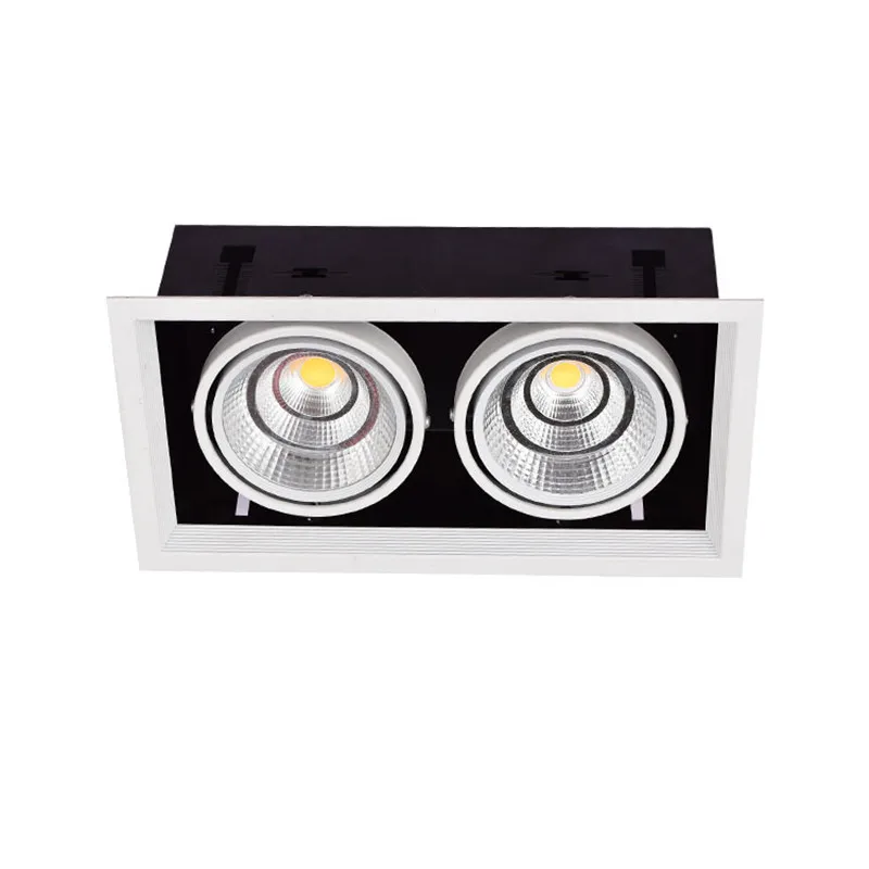 4Pcs/lot double led grille light 2*12w led ceiling down light Warm/Natural/Cold White AR80 COB light two years warranty