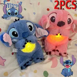 Disney Stitch Baby Sleeping Companion Sound Soothing Musical Plush Toy with Air Bag and Light Doll Breathing Toys Gifts Kawaii