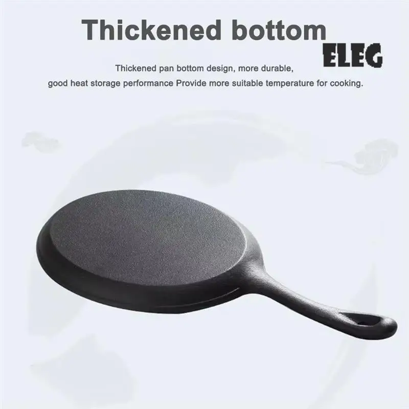 

ELEG-Cast Iron Grill Pan Non-Stick Frying Pan With Handle Grill Plate No Chemical Coating Gas And Induction Friendly