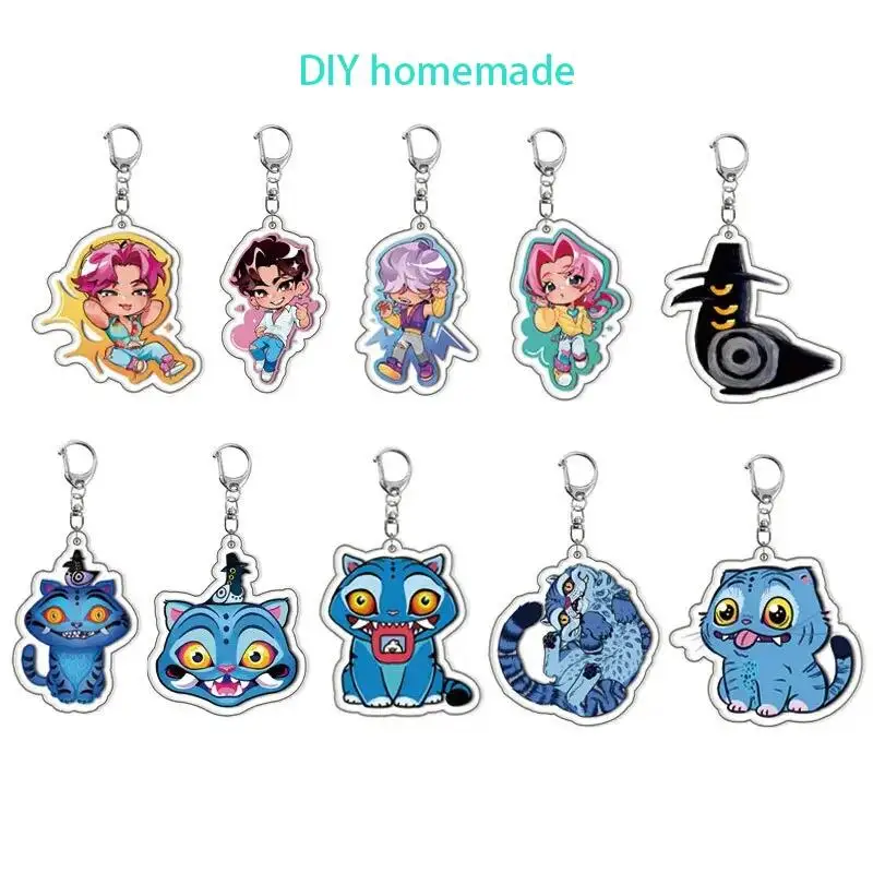 

Мультфильм Huntrix Saja Boys Derpy Tiger акрил K-Pop охотники на демонов тигр брелки кольцо брелок ювелирные изделия фанаты подарки