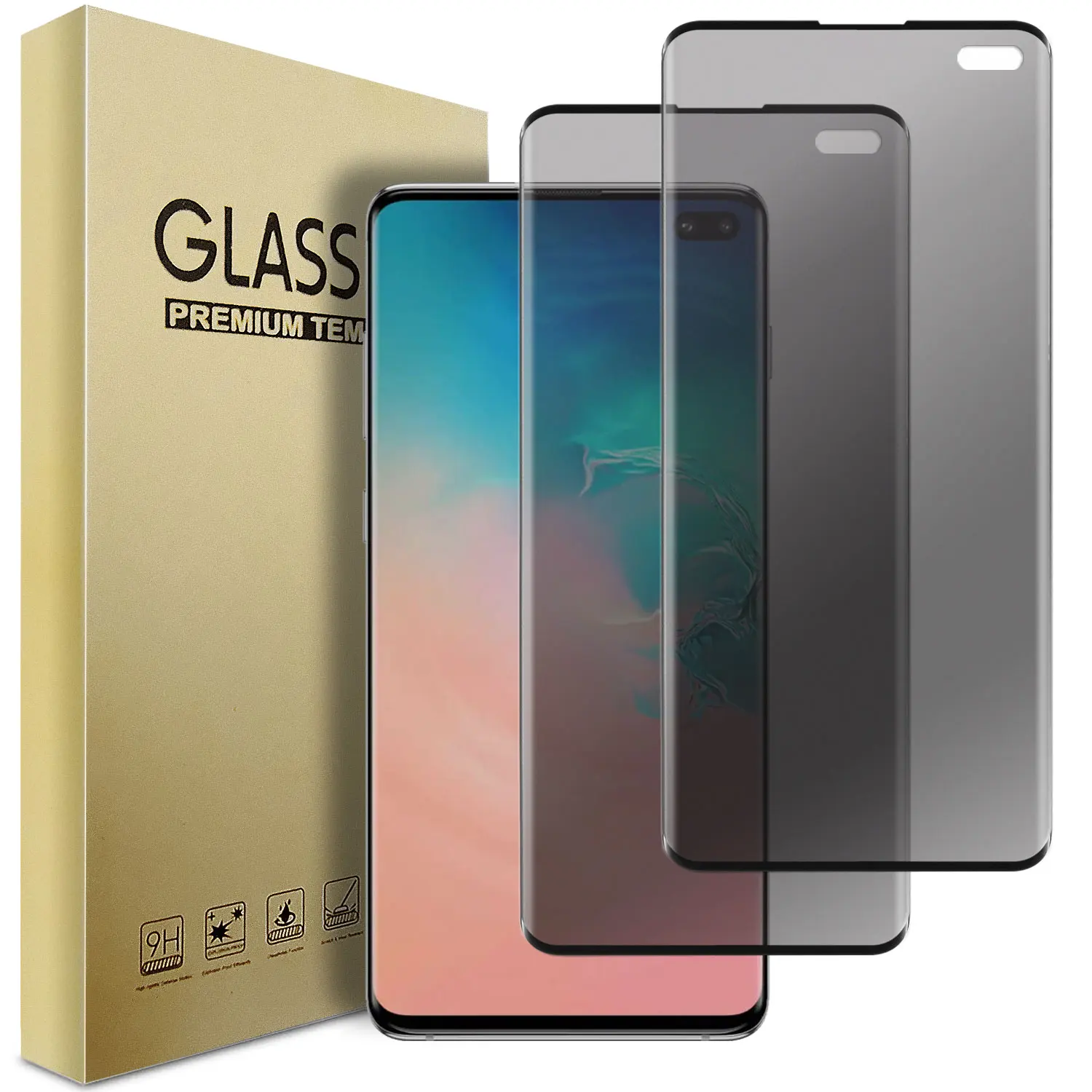 For Samsung Galaxy S10/S10 Plus/S10+/S10e Case Friendly Anti Spy Privacy Tempered Glass Screen Protectors 2-Pack