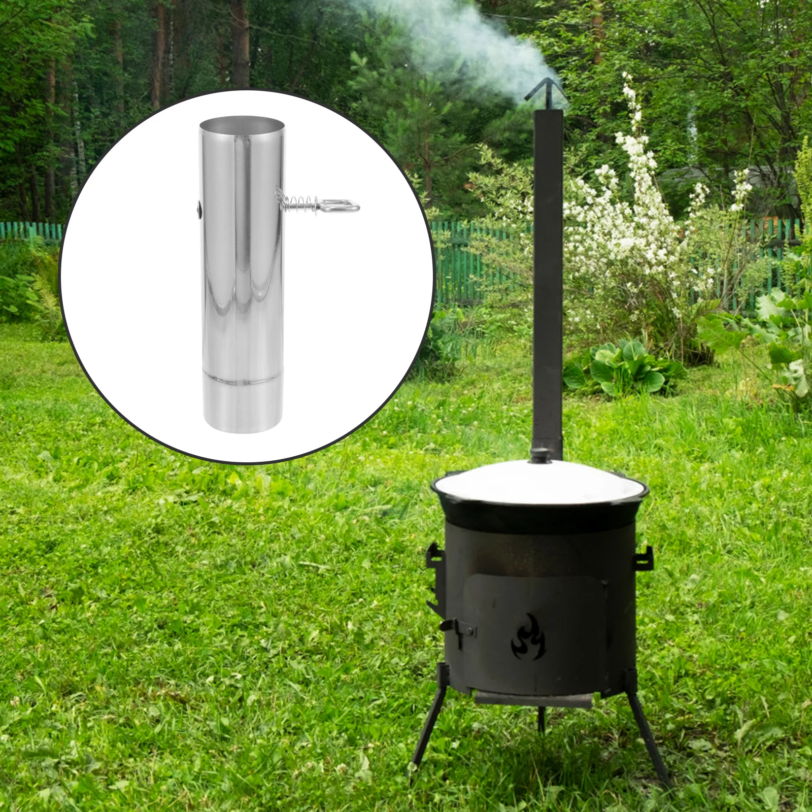 

Adjustable Camping Chimney Flue Stainless Steel Stove Pipe Outdoor Exhaust Ventilation Flue for Bbq Rv Vent System