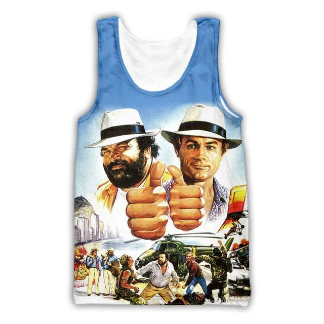 Bud Spencer Terence Hill camisetas sin mangas con estampado 3D, chaleco para hombre, camiseta sin mangas de gran tamaño, camiseta sin mangas para culturismo, Fitness, gimnasio, ropa para hombre