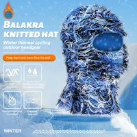 Cycling Distressed Knitted Beanie Cute Fuzzy Winter Mask Thick Warm Beanies Snow Hats Skull for Women Men Outdoor Ski Knit Cap