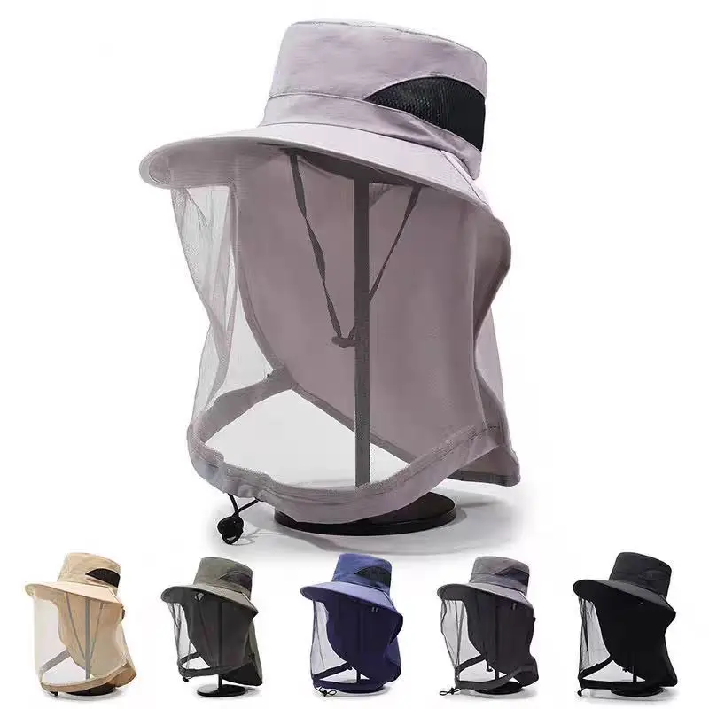Lightweight Outdoor Mosquito Proof Fishing Cap for Men and Women with Face Cover Breathable Mesh Sun Protection Night Hat