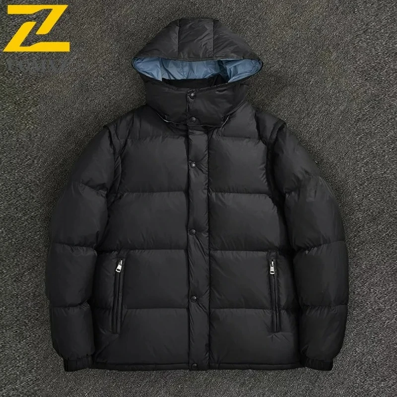 COMXZ 2025 شتاء جديد أسفل سترة الرجال عادية الرياضة النمط الأمريكي أسفل معطف انفصال أسفل Wearwaterproof يندبروف سترة واقية