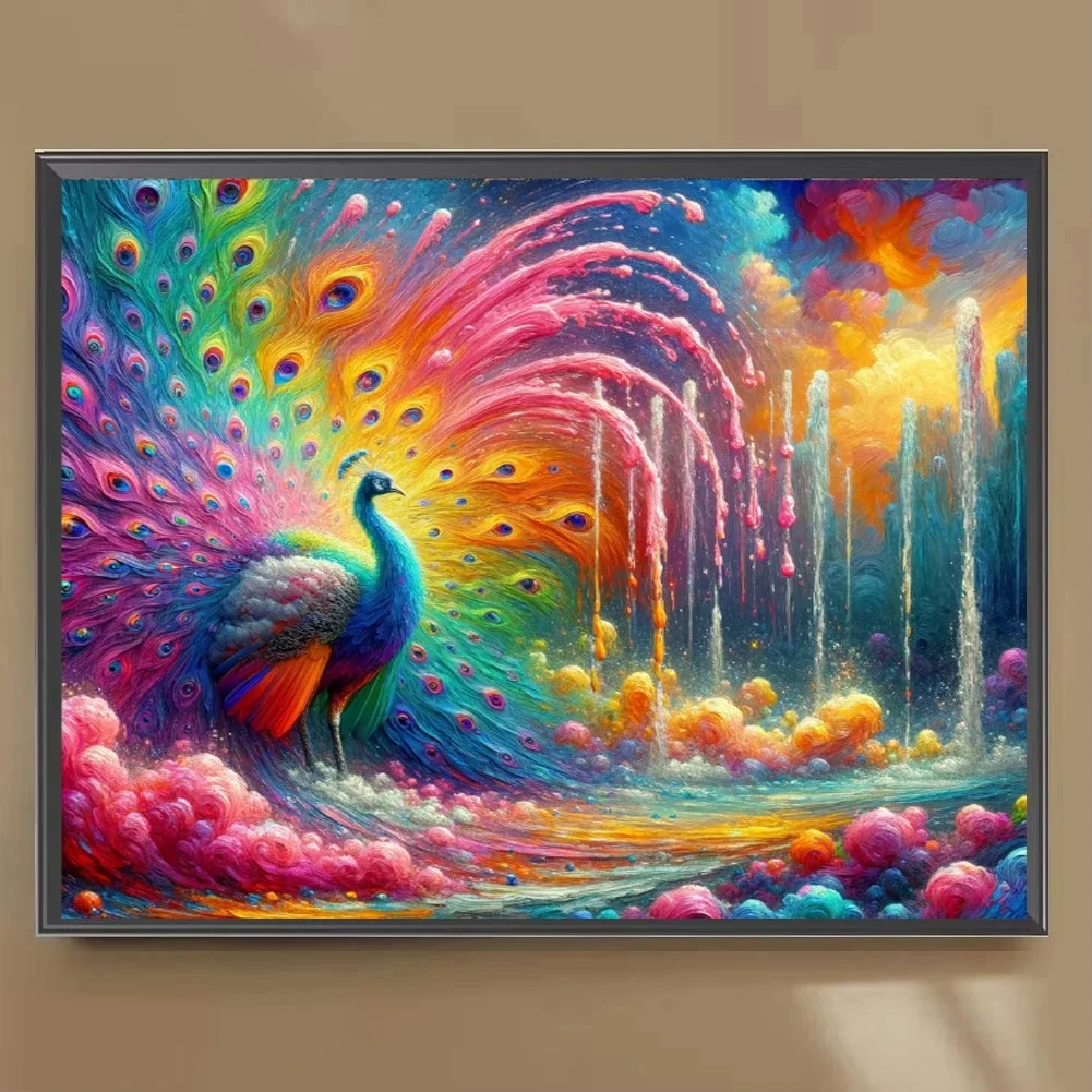 Colorful Rainbow Peacock 5D DIY Diamond Painting Cross Stitch Kits Full Square Round Diamond Mosaic Embroidery Sale