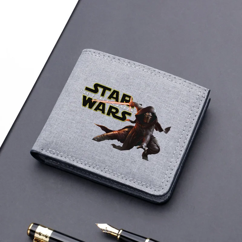 Star Wars Canvas Men Wallet Card Holder Wallet Male Money Bag ID Photo Bank Holder Short Purse Credit Card Case Bag