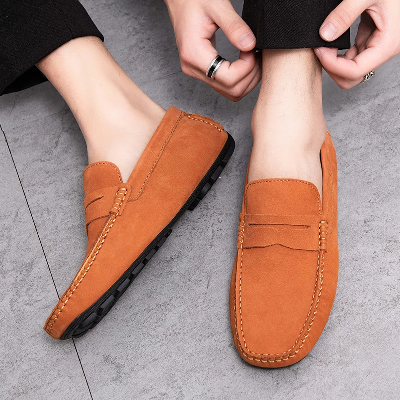 Italian Desgin Men Casual Shoes Summer Genuine Leather Men Loafers Moccasins Slip On Men\'s Flats Breathable Male Driving Shoes