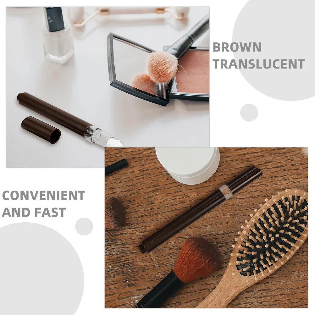 ลิปกลอสแบบปากกา 2 ชิ้น สีกาแฟ พร้อมหน้าต่างใส เติมน้ำมันบำรุงเล็บได้ หัวแปรงสำหรับทา ฟอกสีฟัน