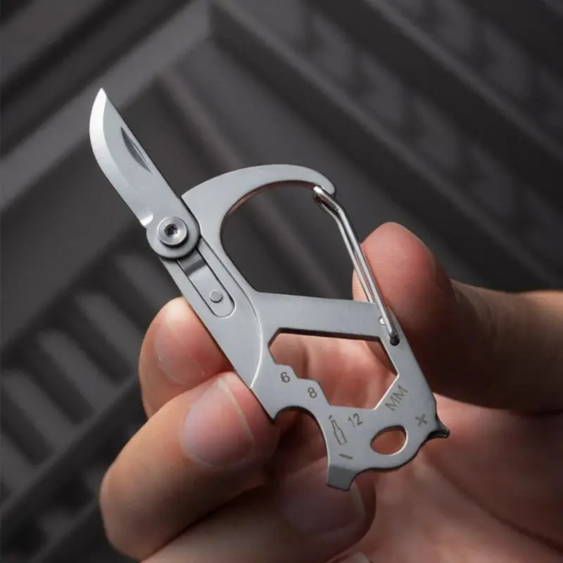 Stainless Steel Multifunctional Keychain Bottle Opener Express Unpacking Knife Screwdriver Foldable and Portable Hand Tools