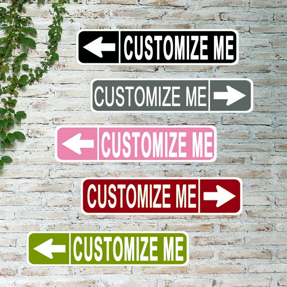 Personalized custom text arrow direction aluminum signboard, available in multiple colors, suitable for home wall decoration