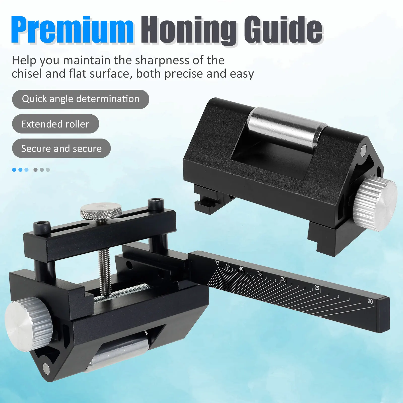 Honing Guide Jig Adjustable Honing Sharpening Tool Fixed Angle Wear Resistant Blade Sharpening Guide with Angle Ruler for Blades