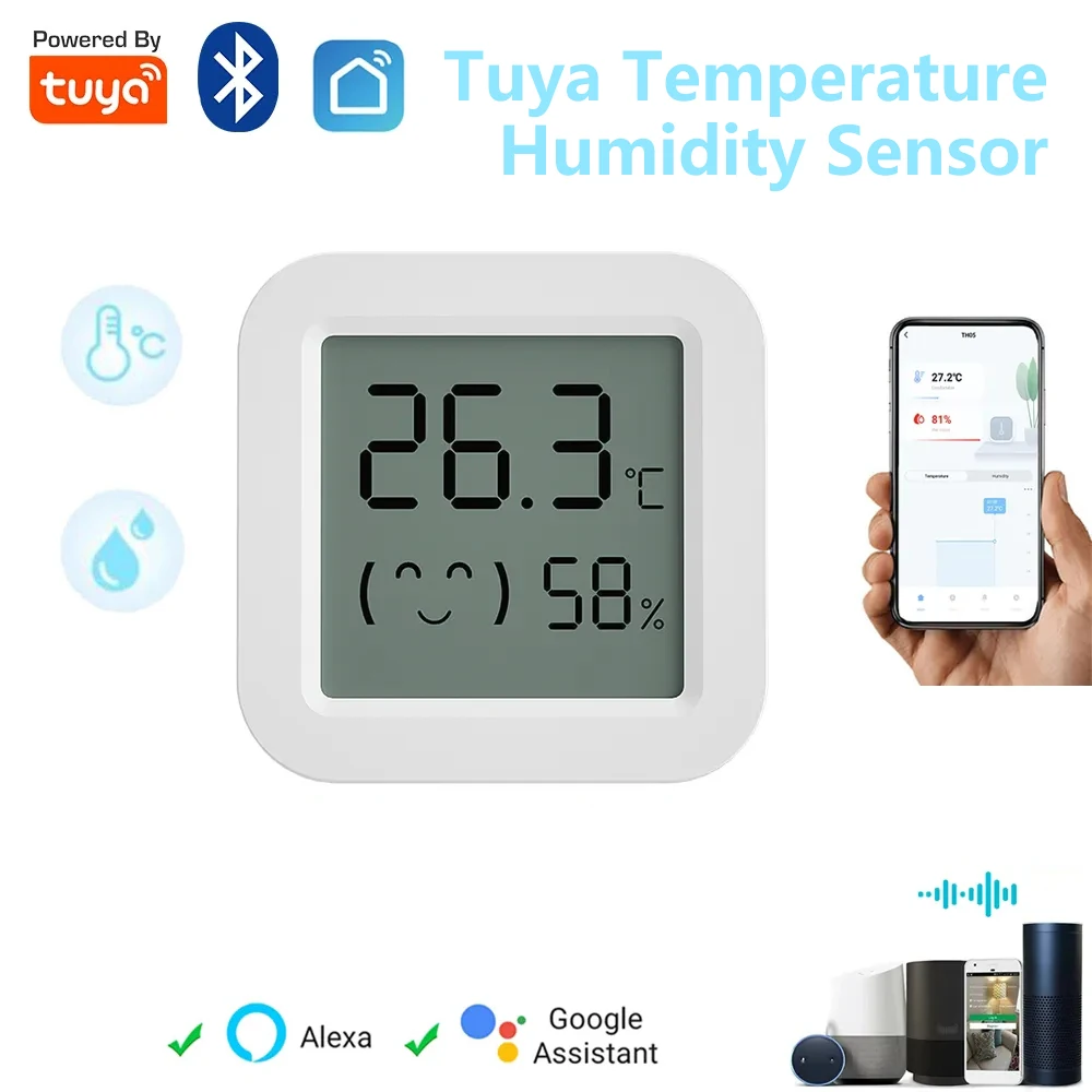 Tuya czujnik temperatury i wilgotności Mini LCD cyfrowy wyświetlacz kompatybilny z Bluetooth pilot aplikacji kontrola termometr higrometr