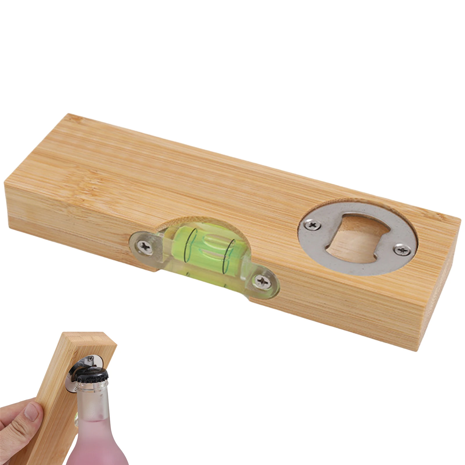 Wooden Bottle Opener With Built In Spirits Level Reusable 2 In 1 Level Portable Novelty Beer Opener For Bars Service Staff