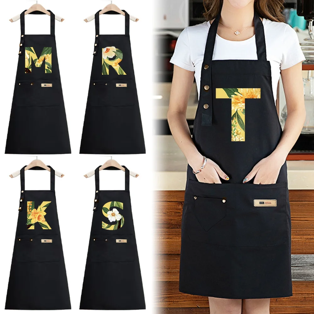 

Fashionable Black Apron with Adjustable Design for Men and Women Multifunctional Kitchen and Gardening Machine Washable Material