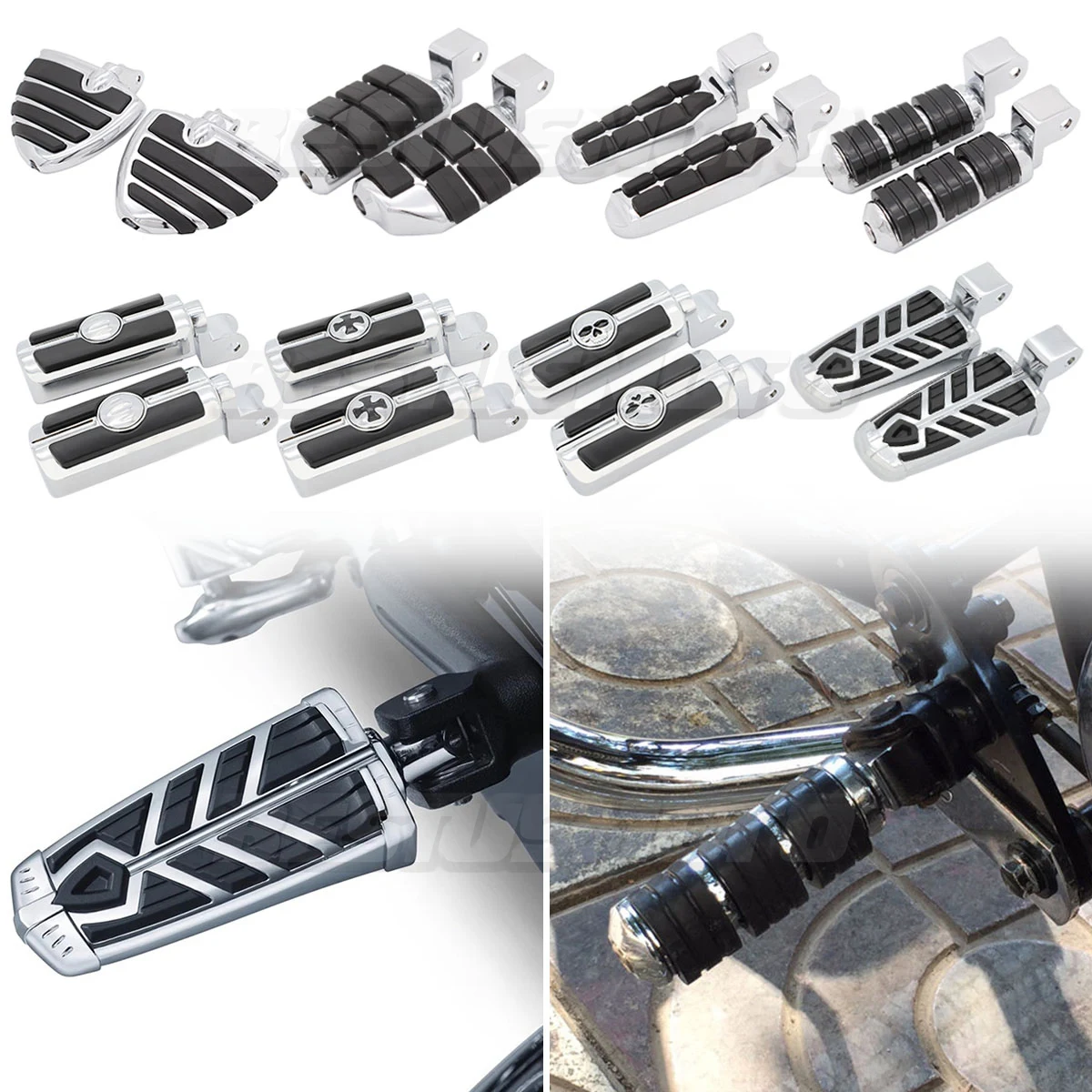 

Motorcycle F&R Foot Pegs For Honda Shadow 1100 VT1100 ACE Tourer Aero Valkyrie GL1500 For Triumph Rocket III Thunderbird Storm