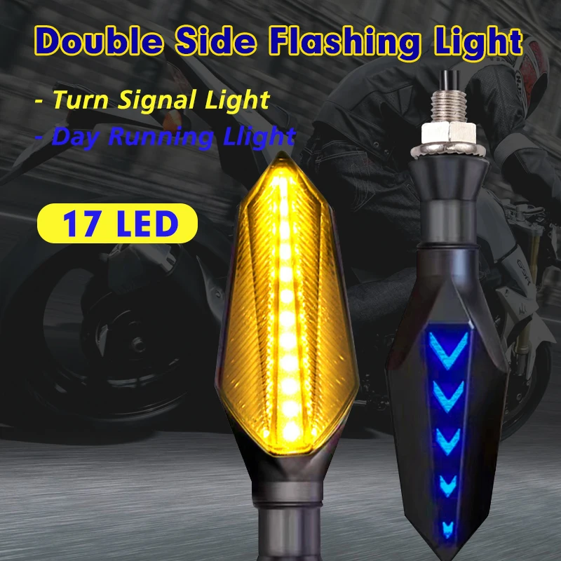 17LED Motorcycle Turn Signals Light 2835SMD Blinker Built Relay Motorcycle Flasher Turn Signal Indicators Light Bendable