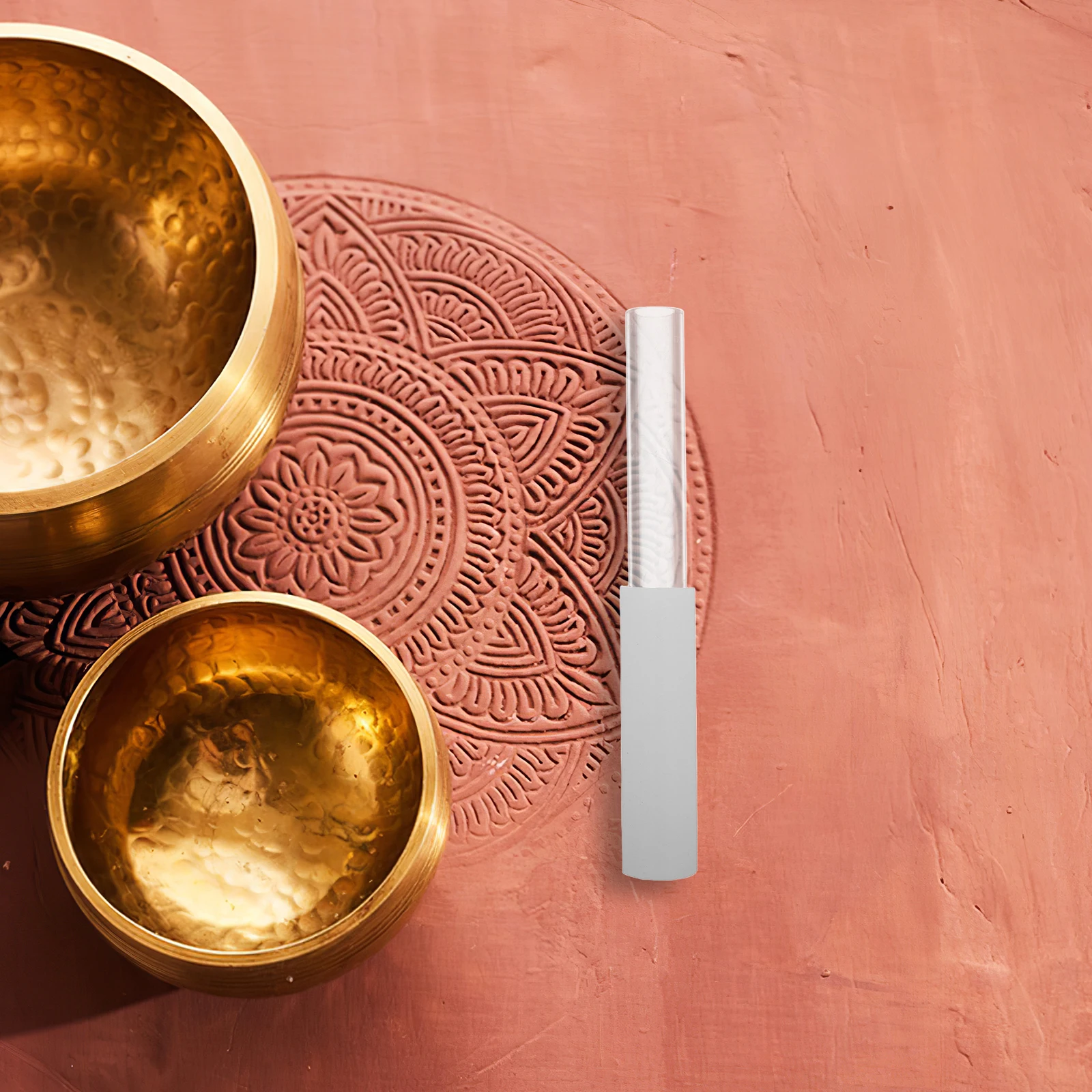 

Hollow Crystal Singing Bowl Mallet Rubber Exterior Striker for Meditation Sound Healing Spiritual Yoga Accessories