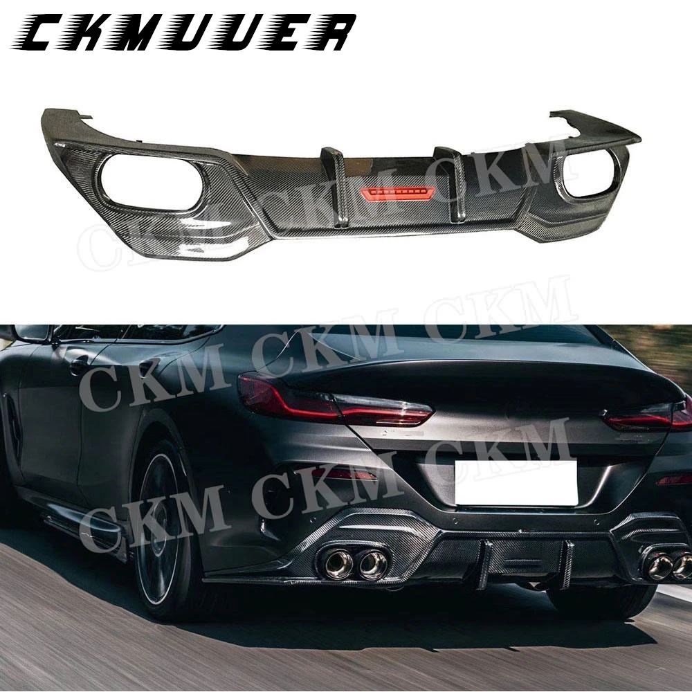 

CKMUUER Dry Carbon Fiber Rear Bumper Lip Diffuser Spoiler With LED For BMW 8 Series 840i G14 G15 G16 2019 2020 Car Accessories