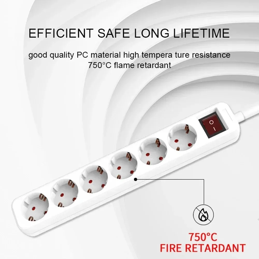 Melery Power Strip Surge Protector 3/4/5/6 AC EU presa elettrica presa adattatore di prolunga cavo prolunga cavo 1.5m