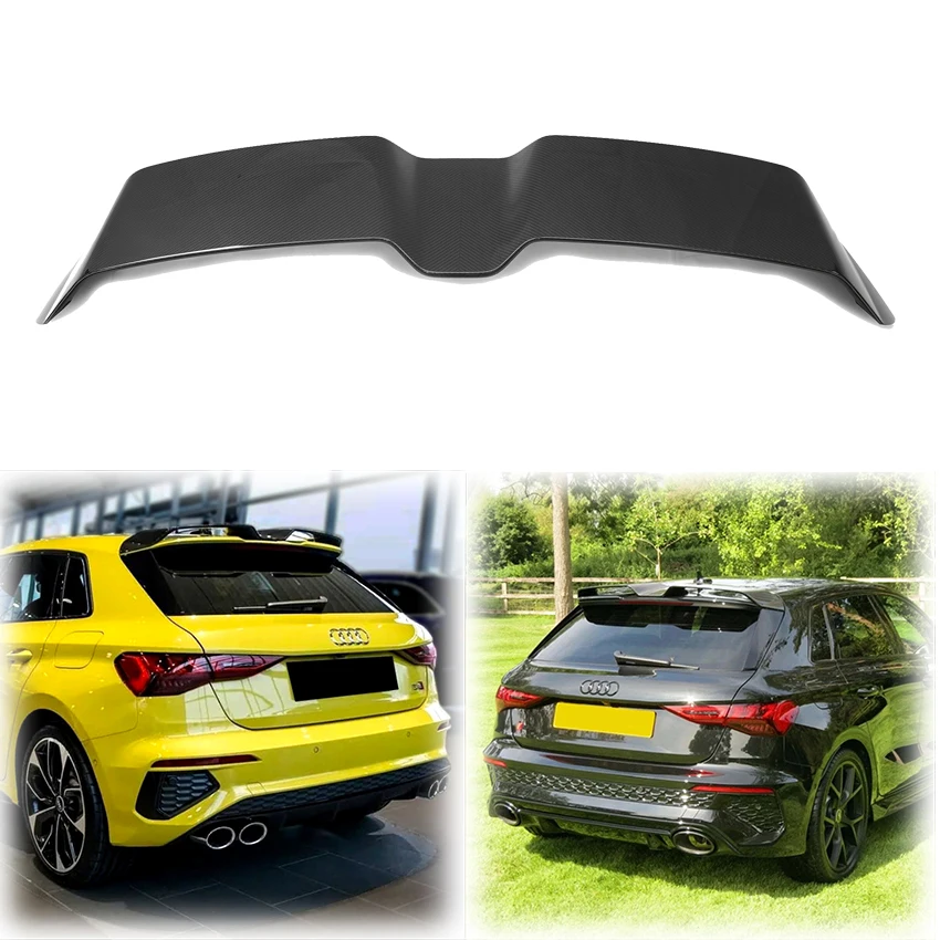 2021 To Up For Audi A3 S3 RS3 8Y Sportback Rear Roof Spoiler Wing Lip Body Kit High Quality ABS Glossy Black Carbon Fiber Look