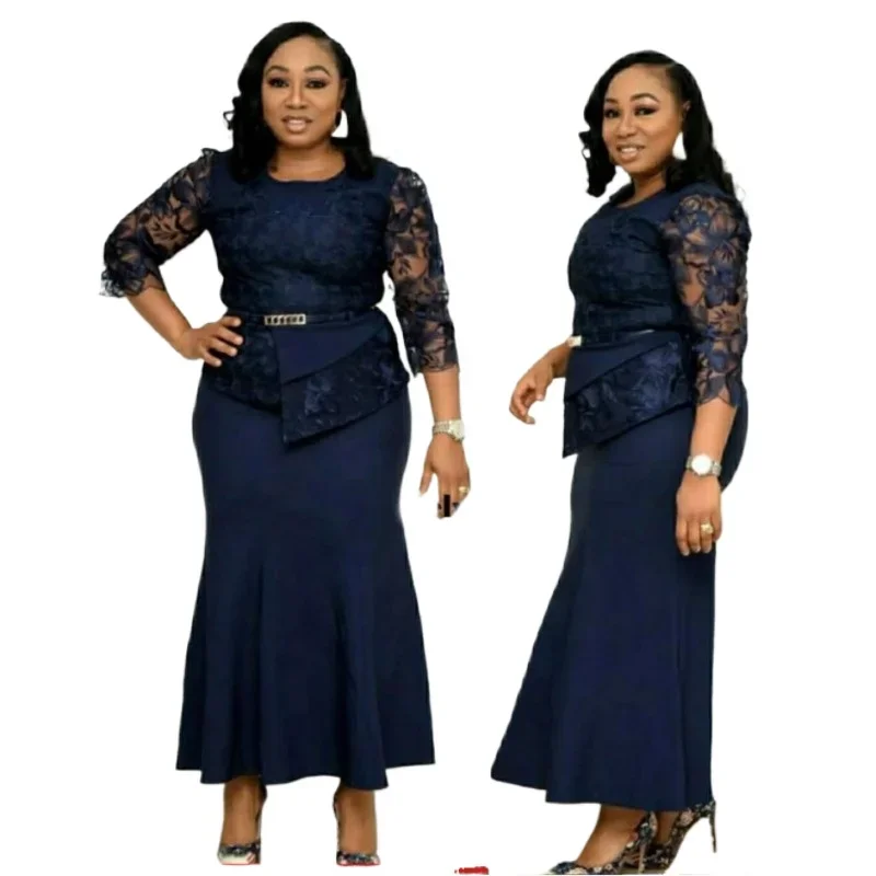 

Customized 5XL-6XL Christmas Two Piece Set Tops and Long Skirt African Clothes for Women Plus Size Clothing Dashiki Robe Femme P