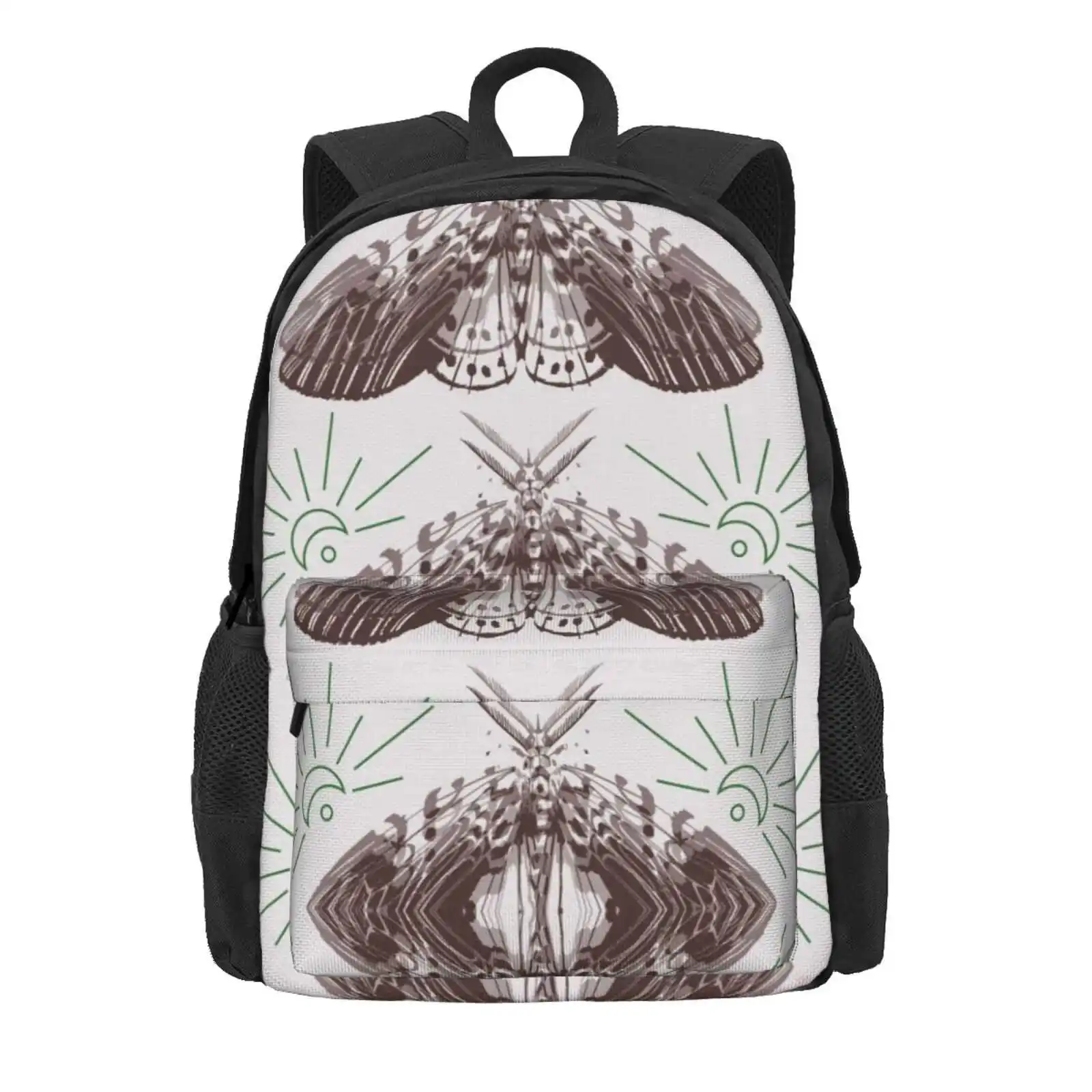 Moth Trio Hot Sale Schoolbag Backpack Fashion Bags Moth Trippy Office Animal Insect Moody