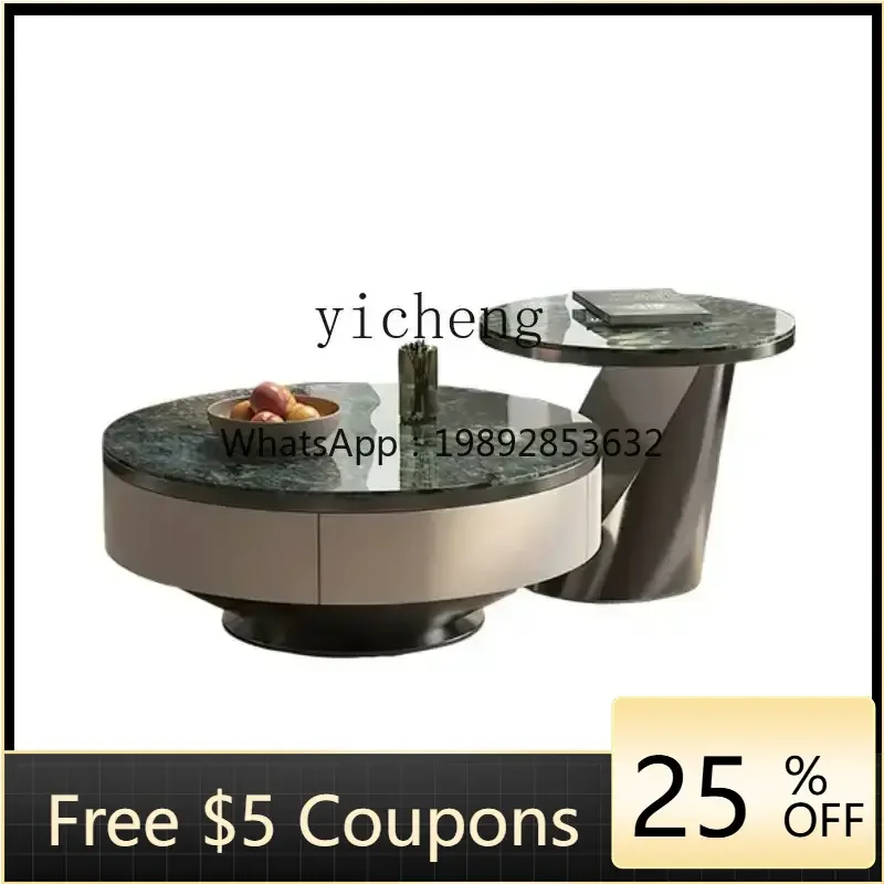 

U8 marble coffee table living room household light luxury round size combination living room coffee table