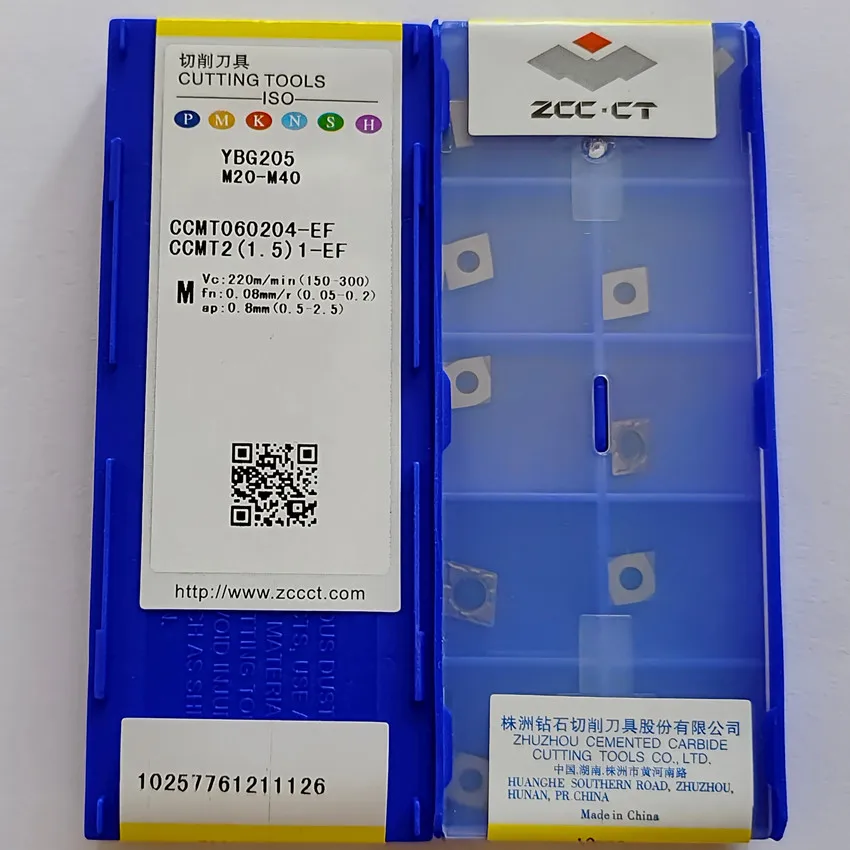 ZCC.CT CCMT060202-EF YBG205/CCMT060204-EF YBG205 M20-M40 CCMT060202 CCMT060204 CNC carbide inserts For Stainless steel 10pcs/box